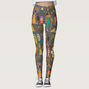 Egyptian Hieroglyphic Symbol Pattern pharaoh Leggings