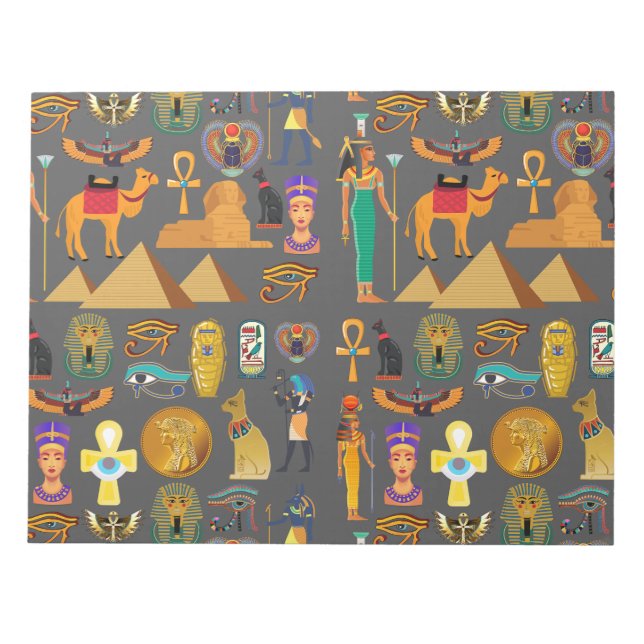 Egyptian Hieroglyphic Symbol Pattern pharaoh       Notepad (Front)