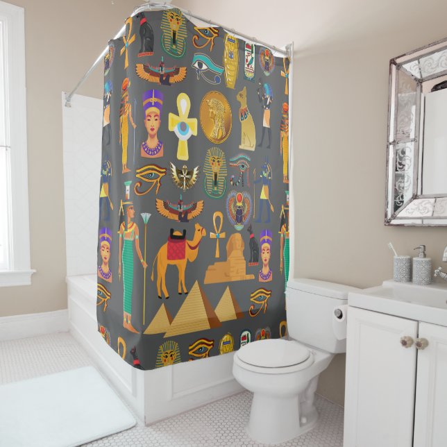 Egyptian Hieroglyphic Symbol Pattern pharaoh       Shower Curtain (In Situ)