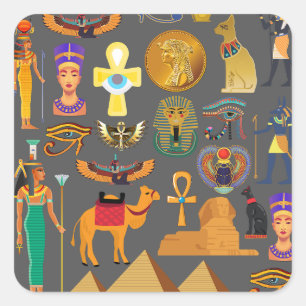 Egyptian Hieroglyphic Symbol Pattern pharaoh Square Sticker