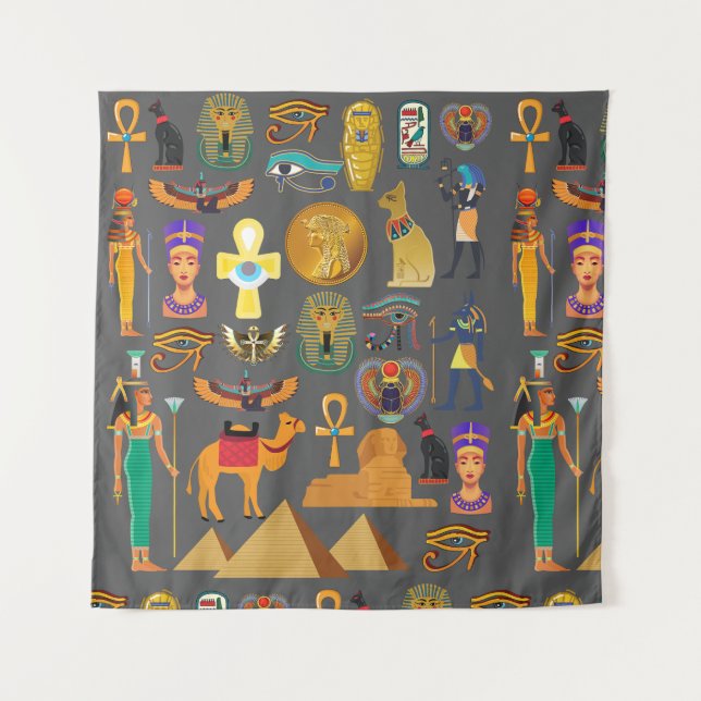 Egyptian Hieroglyphic Symbol Pattern pharaoh   Tapestry (Front)
