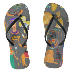 Egyptian Hieroglyphic Symbol Pattern pharaoh  Thongs