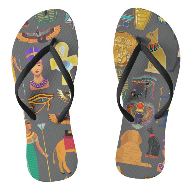 Egyptian Hieroglyphic Symbol Pattern pharaoh  Thongs (Footbed)