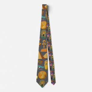 Egyptian Hieroglyphic Symbol Pattern pharaoh Tie