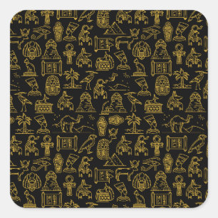 Egyptian Hieroglyphic Symbol Pattern         Square Sticker
