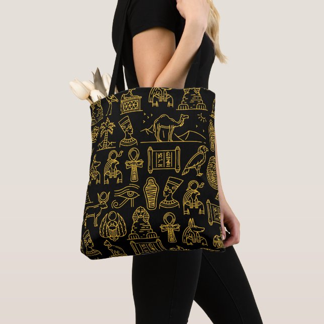 Egyptian Hieroglyphic Symbol Pattern   Tote Bag (Close Up)