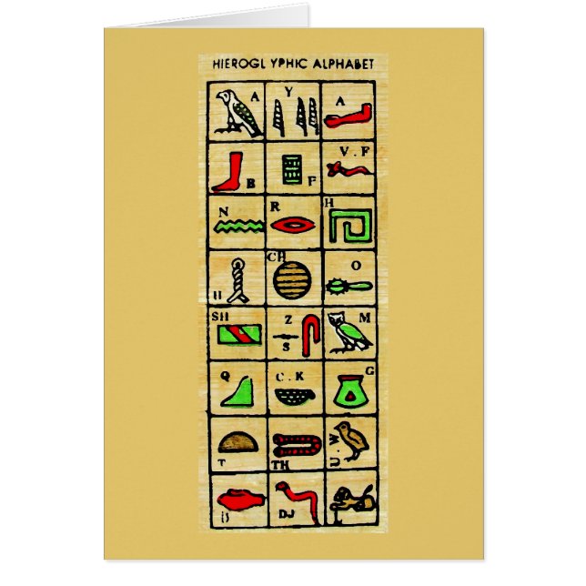 Egyptian Hieroglyphics, Alphabetic Symbols (Front)