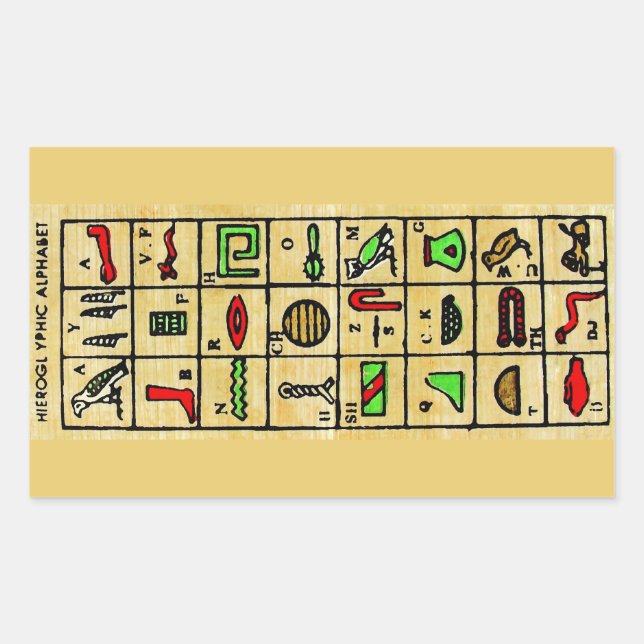 Egyptian Hieroglyphics, Alphabetic Symbols Rectangular Sticker (Front)