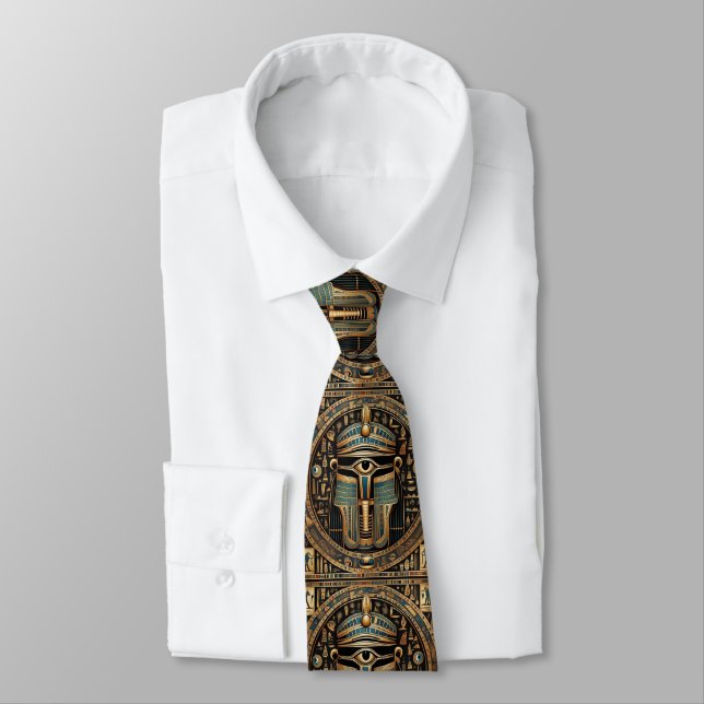 Egyptian Hieroglyphics Anubis Osiris Eye of Horus Tie (Tied)