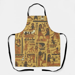 Egyptian Hieroglyphics Gold and Brown Apron