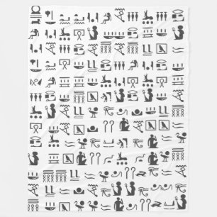 Egyptian Hieroglyphics in Black and White Fleece Blanket