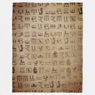 Egyptian Hieroglyphics on Papyrus Fleece Blanket