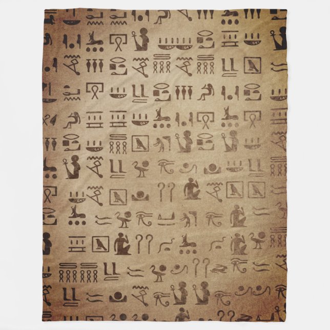 Egyptian Hieroglyphics on Papyrus Fleece Blanket (Front)