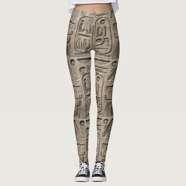 Egyptian Hieroglyphics Pattern Style Leggings (Front)