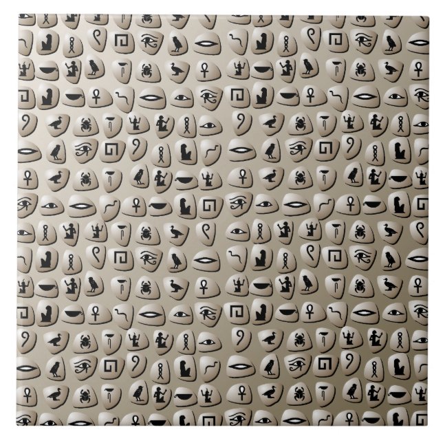 Egyptian Hieroglyphics Stones Pattern Ceramic Tile (Front)