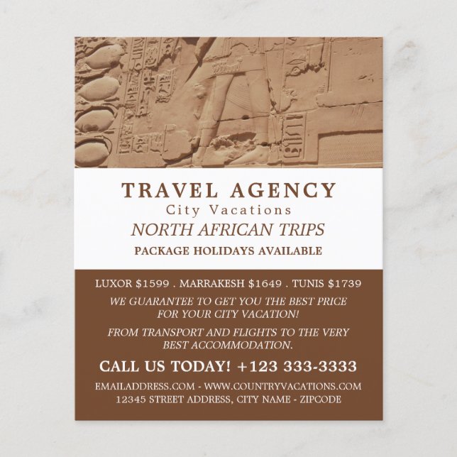 Egyptian Hieroglyphics, Travel Agency Advertising Flyer (Front)