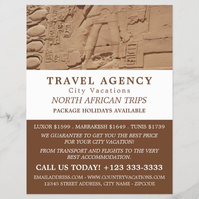 Egyptian Hieroglyphics, Travel Agency Advertising Flyer (Front)