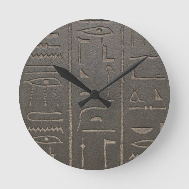 Egyptian Hieroglyphs Ancient Egypt Writing Symbols Round Clock (Front)