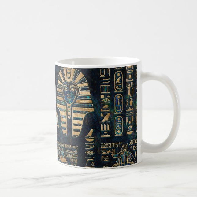 Egyptian hieroglyphs and deities -Abalone and gold Coffee Mug (Right)