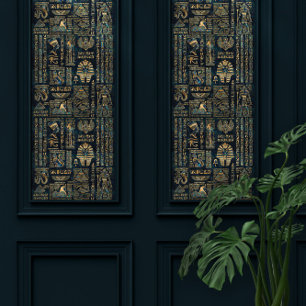 Egyptian hieroglyphs and deities -Abalone and gold Wallpaper