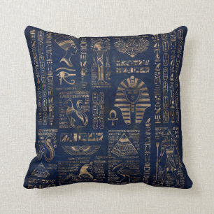 Egyptian hieroglyphs and deities-gold on marble cushion