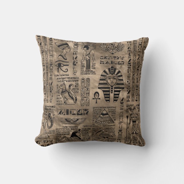 Egyptian hieroglyphs and deities - Luxury Gold Cushion (Front)