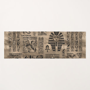 Egyptian hieroglyphs and deities - Luxury Gold Yoga Mat