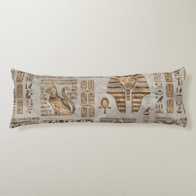 Egyptian hieroglyphs and deities -Vintage Gold Body Cushion (Front)