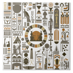 Egyptian Hieroglyphs Ceramic Tile