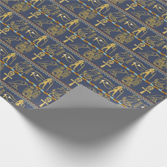 Egyptian Hieroglyphs Eye Of Horus Symbols Wrapping Paper (Corner)