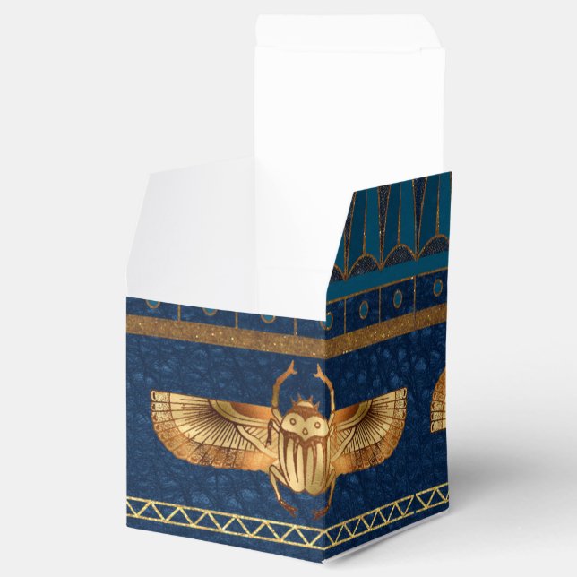 Egyptian Hieroglyphs Gold Beetles Golden Glitter Favour Box (Opened)