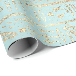 Egyptian Hieroglyphs Gold Blue Aqua Pastel  Wrapping Paper
