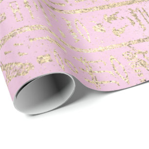Egyptian Hieroglyphs Gold Pink Pastel Rose Wrapping Paper