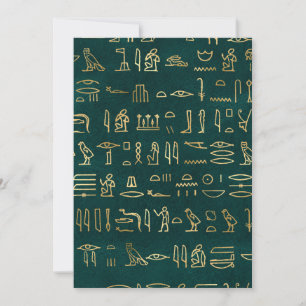 Egyptian Hieroglyphs Golden Green Ancient Egypt Thank You Card