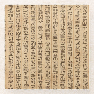 Egyptian Hieroglyphs: Grunge Seamless Magic Glass Coaster