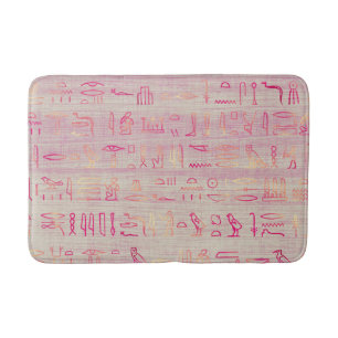 Egyptian Hieroglyphs in Pink Bath Mat