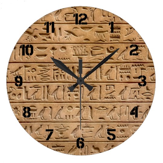 Egyptian Hieroglyphs Large Clock