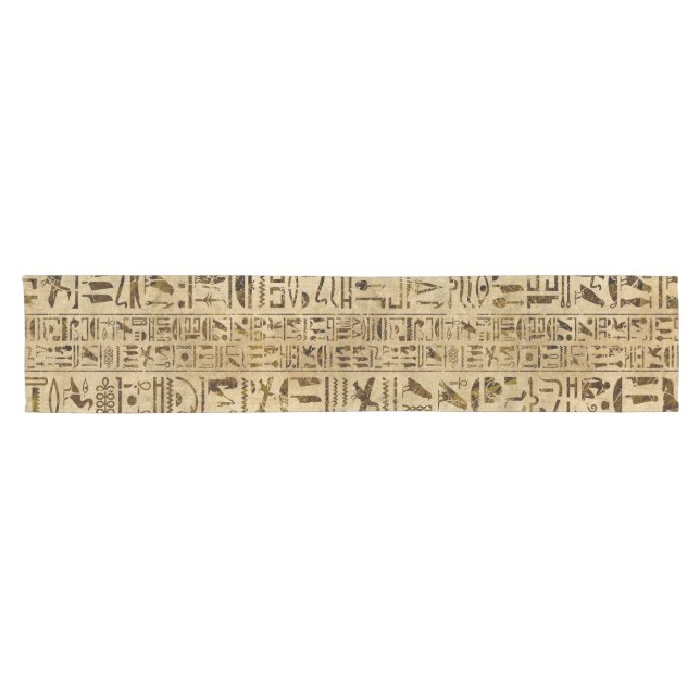 Egyptian hieroglyphs on papyrus short table runner (Horizontal)
