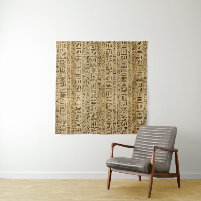 Egyptian hieroglyphs on papyrus tapestry (In Situ)