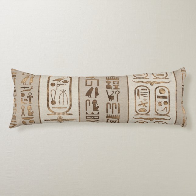 Egyptian hieroglyphs Pastel Gold Body Cushion (Front)