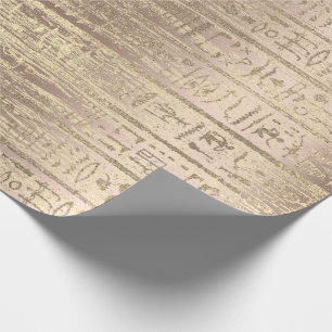Egyptian Hieroglyphs Rose GoldGold  Wood Wrapping Paper