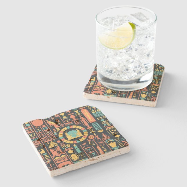 Egyptian Hieroglyphs Stone Coaster (Side)