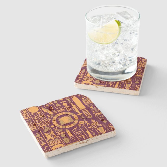 Egyptian Hieroglyphs Stone Coaster (Side)