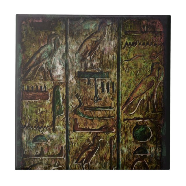 Egyptian Hieroglyphs Symbols Art Ceramic Tile (Front)