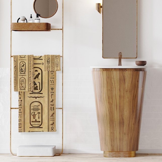 Egyptian hieroglyphs Vintage Texture Bath Towel Set (Creator Uploaded)