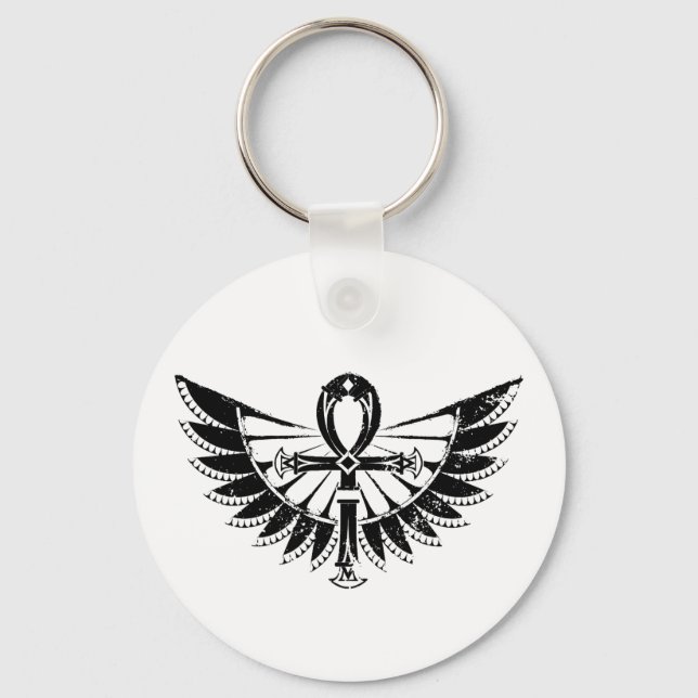 Egyptian Hieroglyphs - Winged Ankh Key Ring (Front)