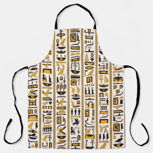 Egyptian hieroglyphs yellow-black colour seamless apron
