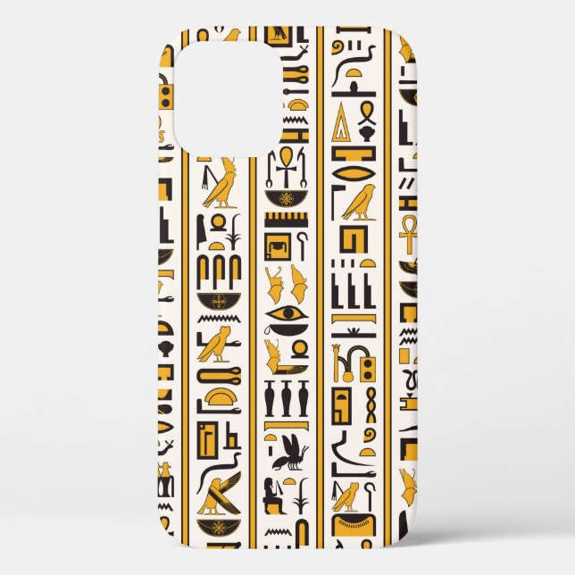 Egyptian hieroglyphs yellow-black colour seamless Case-Mate iPhone case (Back)