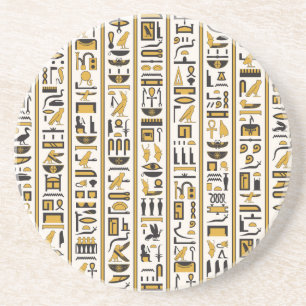 Egyptian Hieroglyphs: Yellow-Black Seamless. Coaster