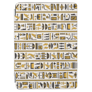 Egyptian Hieroglyphs: Yellow-Black Seamless. iPad Air Cover
